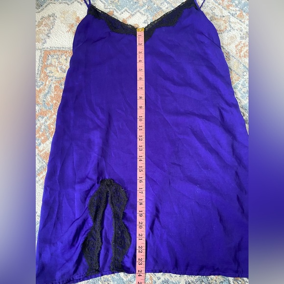 Urban Outfitters Out From Under deep purple / royal blue black lace slip dress - Picture 10 of 14
